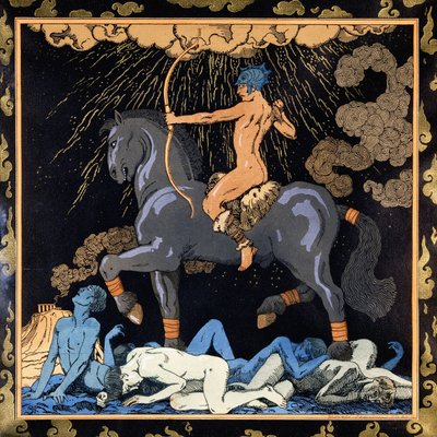 Colui che Cavalca il Cavallo Nero, c.1917-1920 da Georges Barbier