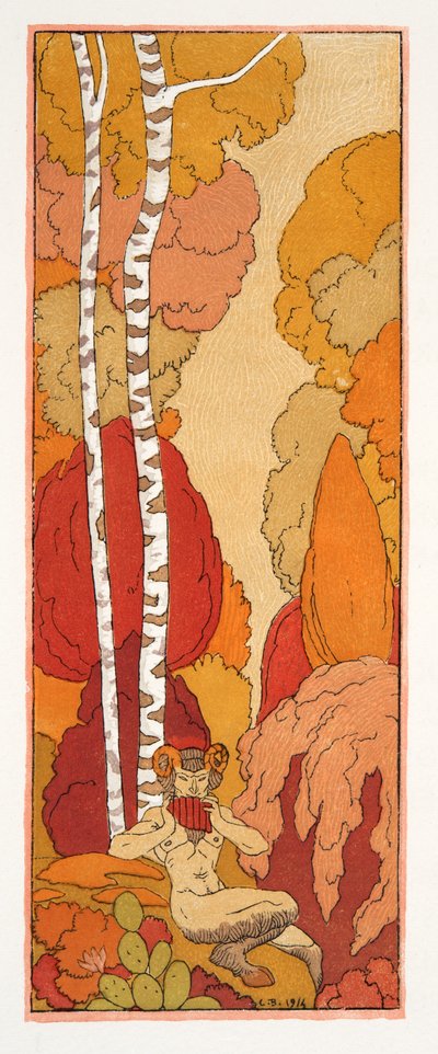 Canto pastorale, illustrazione da Les Chansons de Bilitis, di Pierre Louys, pub. 1922 da Georges Barbier