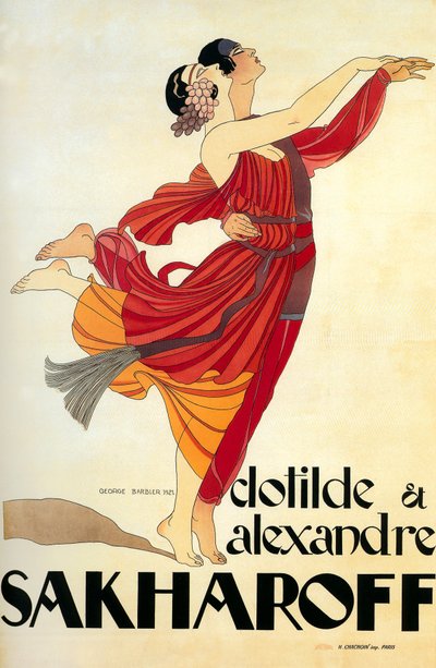 Ballerini Clotilde e Alexandre Sakharoff 1921 (poster) da Georges Barbier
