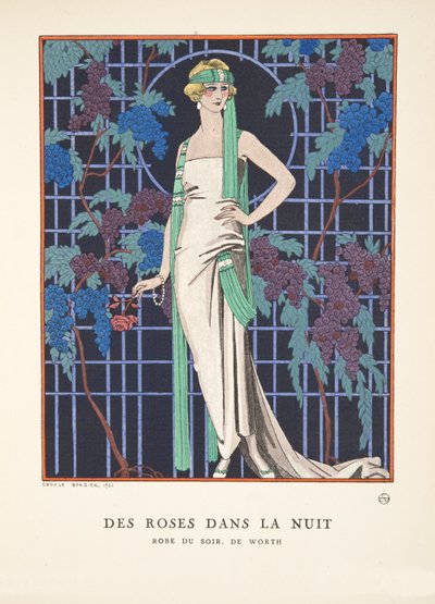 Rose nella notte, da una collezione di tavole di moda da Georges Barbier