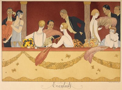 Eventails. Persone che si godono una serata a teatro da Georges Barbier