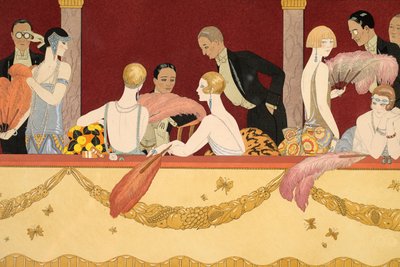 Eventails, incisione di H. Reidel da Georges Barbier