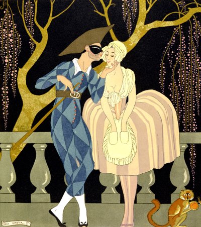 Il bacio di Arlecchino da Georges Barbier