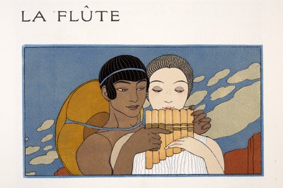 La flauta, illustrazione da Les Chansons de Bilitis, di Pierre Louys, pub. 1922 da Georges Barbier