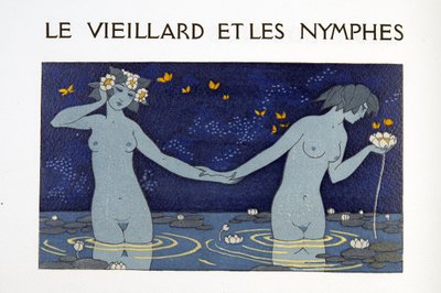 Le Vieillard et les Nymphes, illustrazione da Les Chansons de Bilitis, di Pierre Louys, pub. 1922 da Georges Barbier