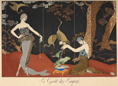 Il gusto delle lacche. Due donne davanti a uno schermo laccato. da Georges Barbier
