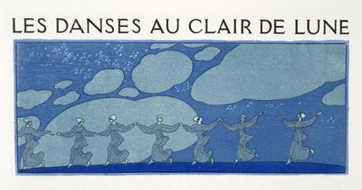 Les Danses au Clair de Lune, illustrazione da Les Chansons de Bilitis, di Pierre Louys, pub. 1922 (stampa pochoir) da Georges Barbier