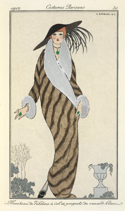 Manteau de Libeline a col e polsini di volpe bianca da Georges Barbier