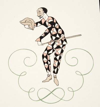 Pierrot da Personages de Comedie, pub. 1922 da Georges Barbier