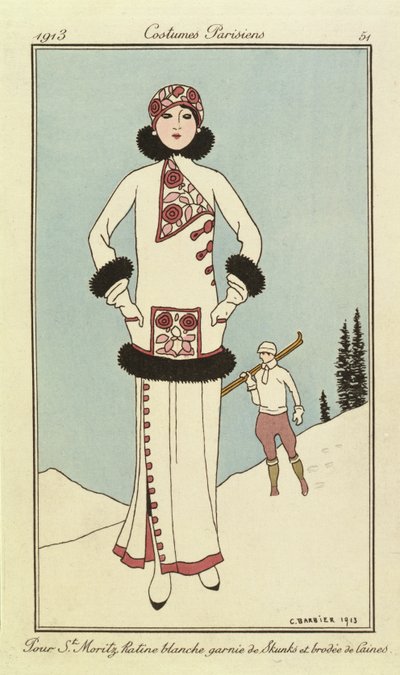 Pour St.Moritz, Tavola da "Costumi Parigini" da Georges Barbier