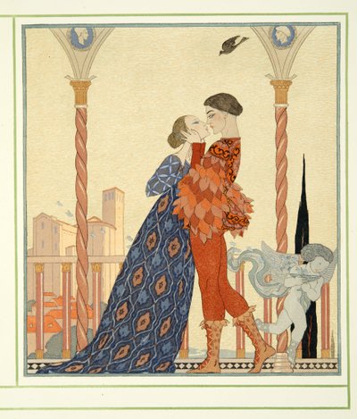 Romeo e Giulietta da Personages de Comedie, pub. 1922 da Georges Barbier