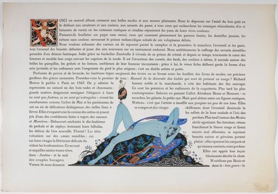 Testo e una figura nuda, colorata di blu. da Georges Barbier