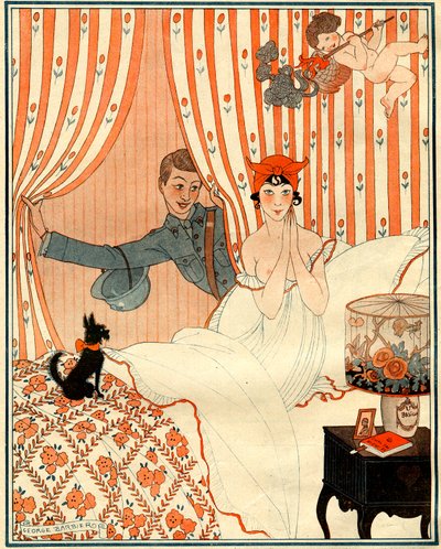 Il ritorno non pianificato... O la sveglia - illustrazione da la Vie Parisienne da Georges Barbier