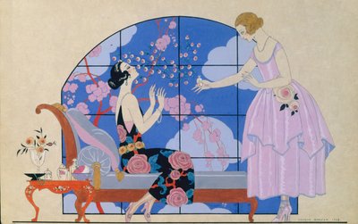 Due signore in un salone da Georges Barbier