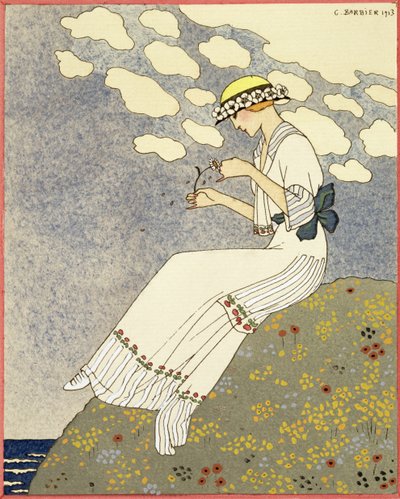 Un Peu..., design per un abito da campagna di Paquin da Georges Barbier