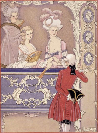 Donne in un palco teatrale, illustrazione da 