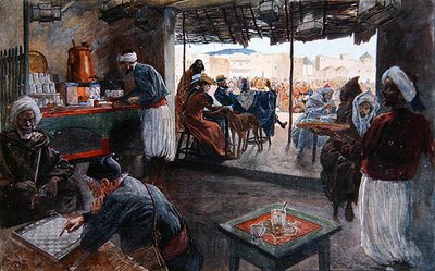 Un caffè in Marocco, c.1900 da Georges Bertin Scott