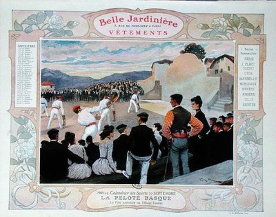 Pelota basca, illustrazione per settembre da un calendario per il negozio di abbigliamento 