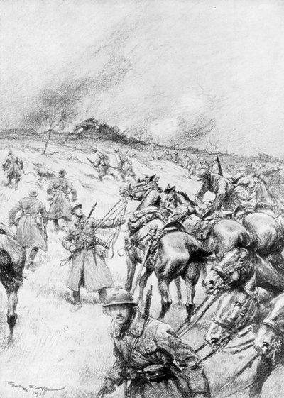Cavalleria francese in azione, 1918 da Georges Bertin Scott