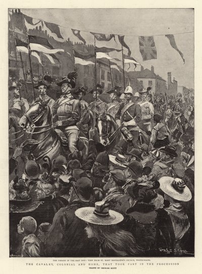 La cavalleria, coloniale e domestica, che ha partecipato alla processione da Georges Bertin Scott