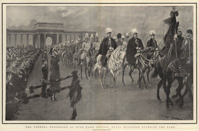 Il corteo funebre a Hyde Park Corner, i reali in lutto che entrano nel parco da Georges Bertin Scott