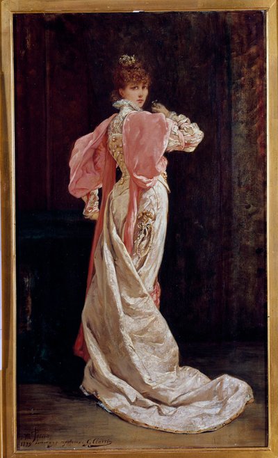 Ritratto in piedi della comedienne francese Henriette Rosine Bernard detta Sarah Bernhardt (1844-1923) da Georges Clairin