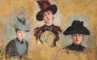 Tre donne con cappelli da Georges Clairin