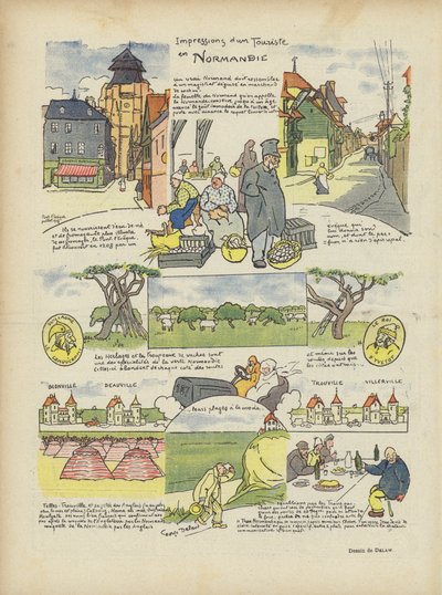 Impressioni di un turista in Normandia. Illustrazione per Le Rire da Georges Delaw