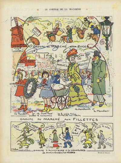 La processione di mezza quaresima. Illustrazione per Le Rire da Georges Delaw