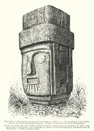 Idolo in porfido scolpito colossale degli Inca da Georges Ernest Profit