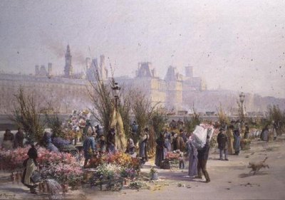 Mercato dei Fiori sulla Senna da Georges Fraipont