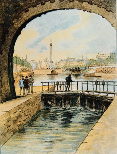 Chiusa del Canal St. Martin, Parigi, 1890 da Georges Fraipont