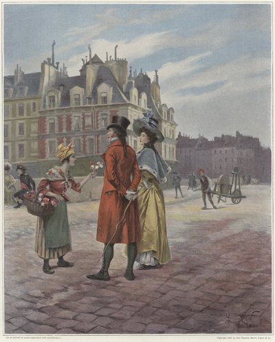 Venditrice di fiori a Pont-Neuf da Georges Jules Auguste Cain