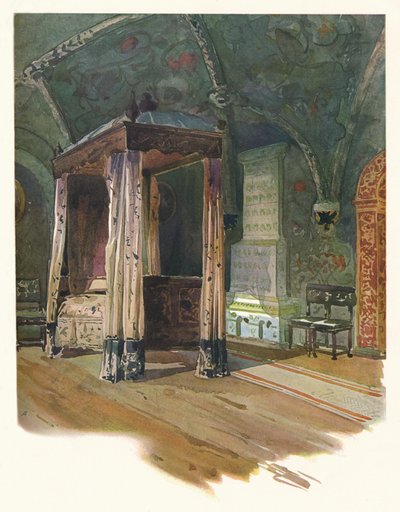 Camera da letto dello zar Alessio Michajlovič, nel Cremlino, Mosca, c1900, 1905 da Georges Kossiakoff