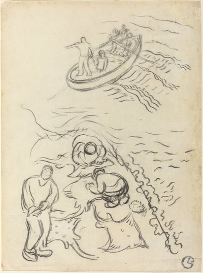 Studio per "I pescatori" con uomini che svuotano le reti (Etude pour "Les Pêcheurs" et hommes vidant des raies) da Georges Lacombe