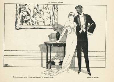 Illustrazione di Georges Leonnec (1881-1940) in Le Lire, 20/07/12 - Le galant negro - Amour, Xenophobia - Black da Georges Leonnec