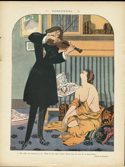 Illustrazione di Georges Leonnec (1881-1940) in Le Rire, 21/09/12 - Turchia - Musica, violino da Georges Leonnec