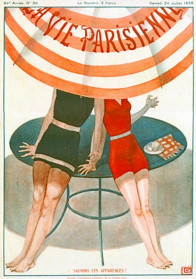 Amanti che si tengono per mano, illustrazione da "La Vie Parisienne". da Georges Leonnec