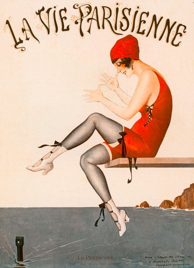 Nuotatore sul trampolino, Illustrazione da "La Vie Parisienne" da Georges Leonnec
