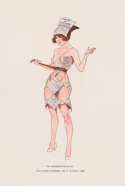 Donna vestita con buoni razionamento da Georges Leonnec
