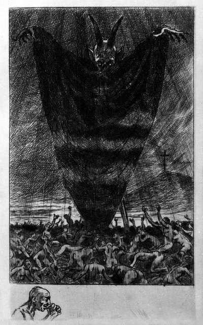 Illustrazione di Georges Antoine Rochegrosse per "Inno a Satana" del poeta Charles Baudelaire in "I fiori del male" da Georges Marie Rochegrosse