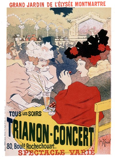 Poster per gli spettacoli al concerto Trianon nel giardino del cabaret parigino Elysee Montmartre, c.1900 da Georges Meunier
