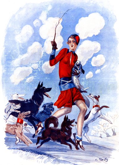 Mascalzone di primavera, la ragazza della mamma in pericolo - illustrazione da la Vie Parisienne da Georges Pavis