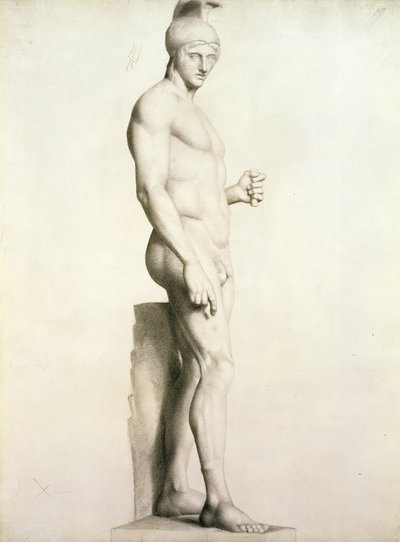 Profilo di una scultura di un guerriero con elmo da Georges Pierre Seurat