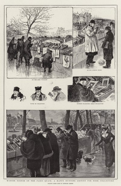 Scene Invernali sui Quais di Parigi, un Felice Terreno di Caccia per i Collezionisti di Libri da Georges Redon