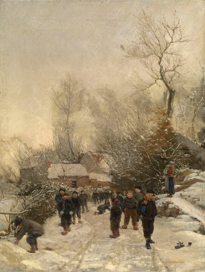 Villaggio con bambini nella neve da Georges Reinheimer