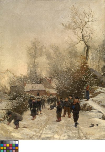 Villaggio con bambini nella neve da Georges Reinheimer