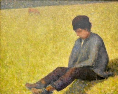 Tedesco: Ragazzo seduto in un prato Ragazzo seduto in un prato da Georges Seurat