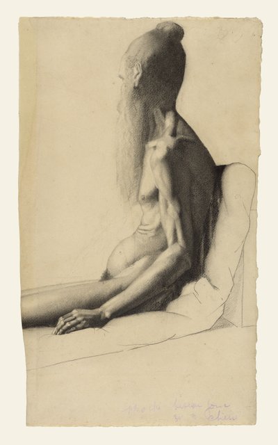 Studio di nudo di un uomo anziano (Père Bainville) da Georges Seurat