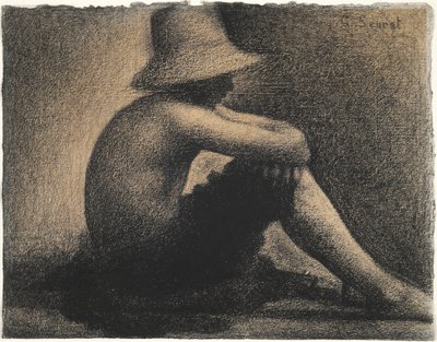 Ragazzo seduto con cappello di paglia, studio per Bagnanti ad Asnières da Georges Seurat